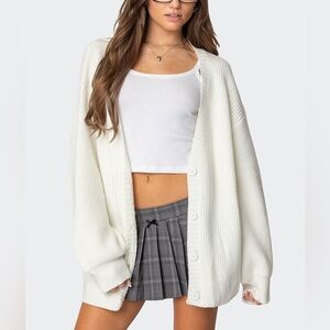 Edikted Mathilde Oversized V Neck Cardigan